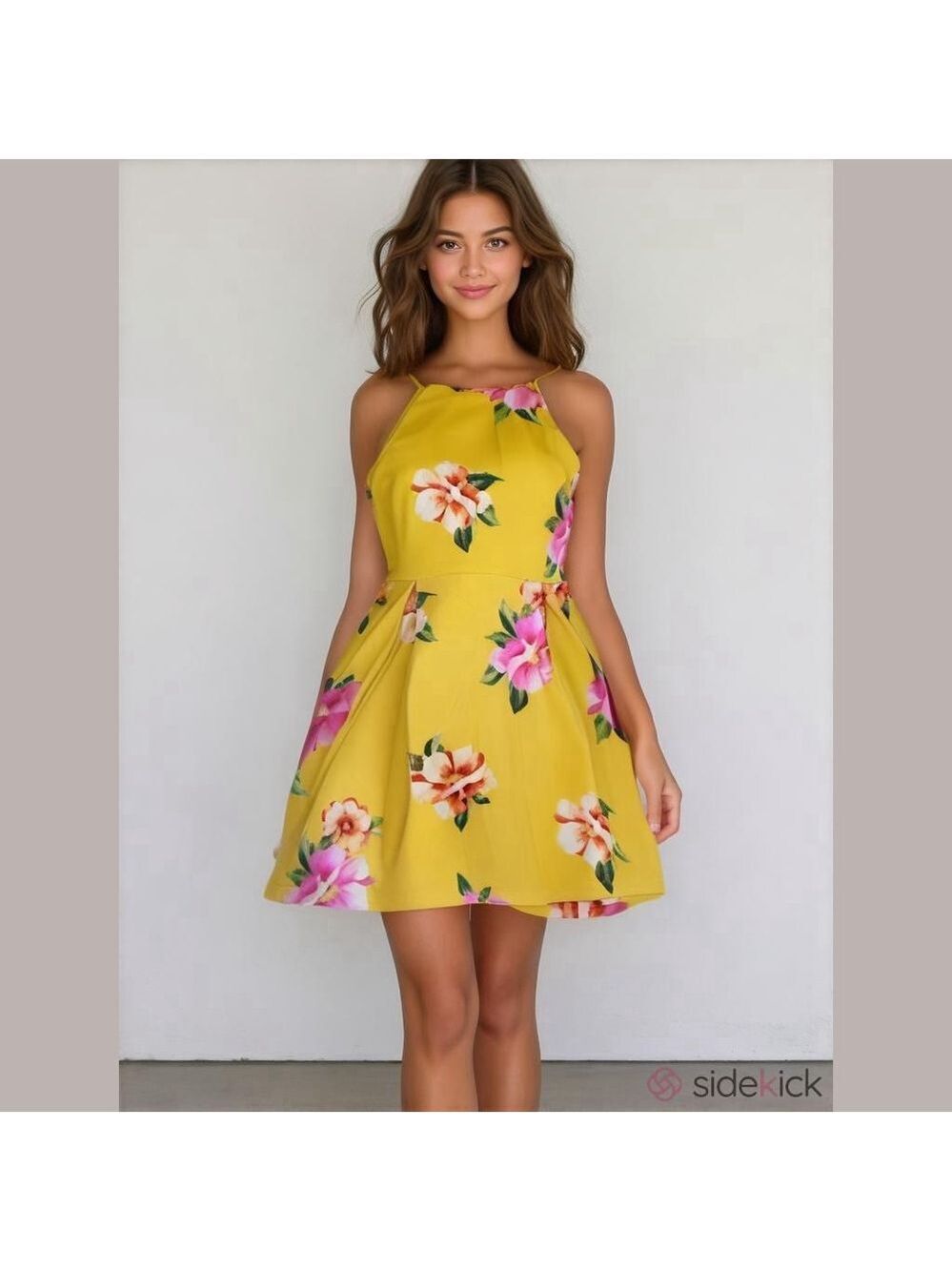 Juniors Soprano Dress Size M Yellow Floral